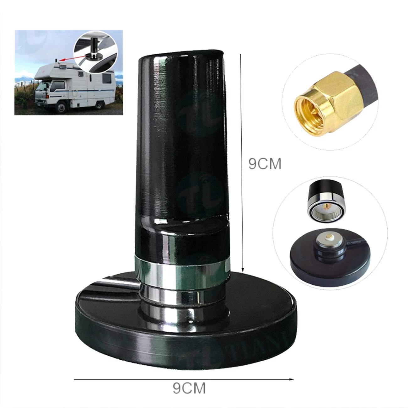 Off Road NMO Connector Mobile Antenna with 90mm Magnet Mount Base 3dBi 4G/LTE 698-2700MHz