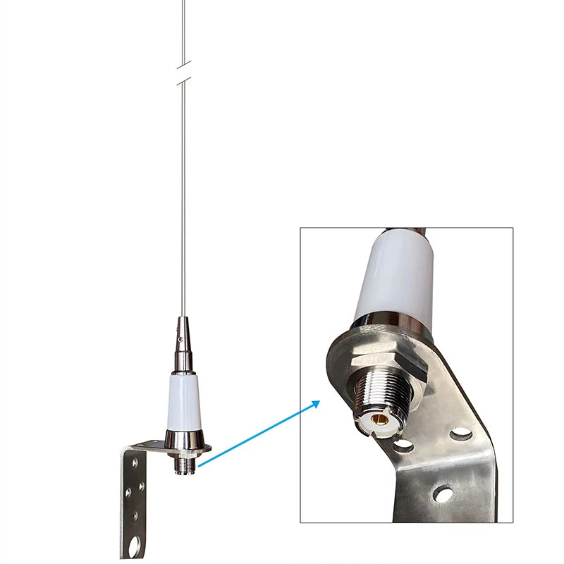 Whip Boat Communication Antenna With L Bracket Cb Omni Marine Radio Antenna 24.5-29.5mhz Stainless Steel
