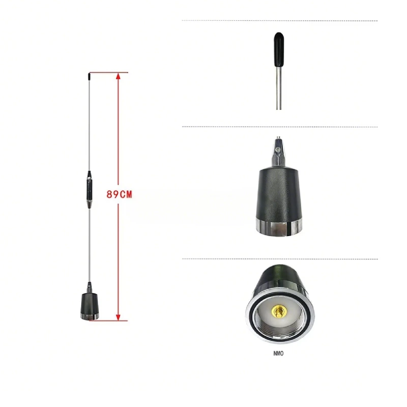 N3 Stain Lesssteel Whip NMO Antenna 400-520MHz UHF Central Reel Antenna 5.5dBi Amateur Mobile Radio Antenna