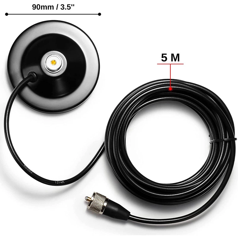 SD90 Diameter 90mm Magnet Mount SO239 UHF Female Base with 4m 13.1ft RG58 Cable for Car Radio Antenna
