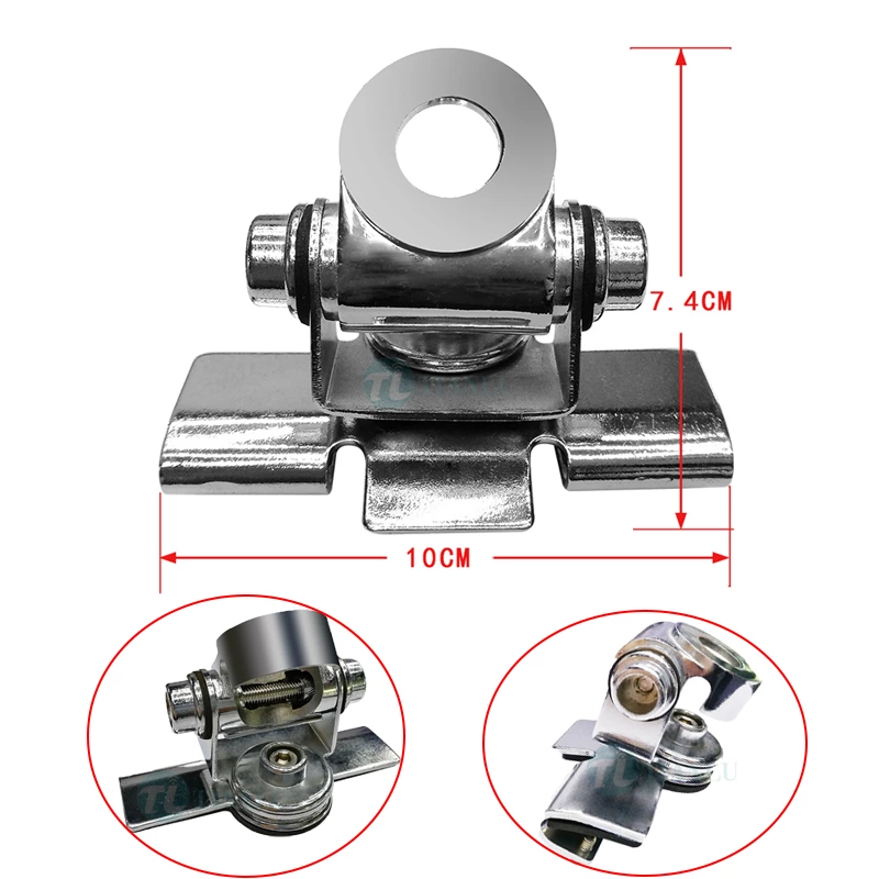 Adjustable Angle Silver Stainless Clip Mount Bracket Hatchback Door Mount Antenna Bracket for Mobile Car Antenna